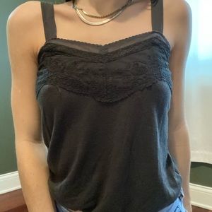 Grey lace tank top